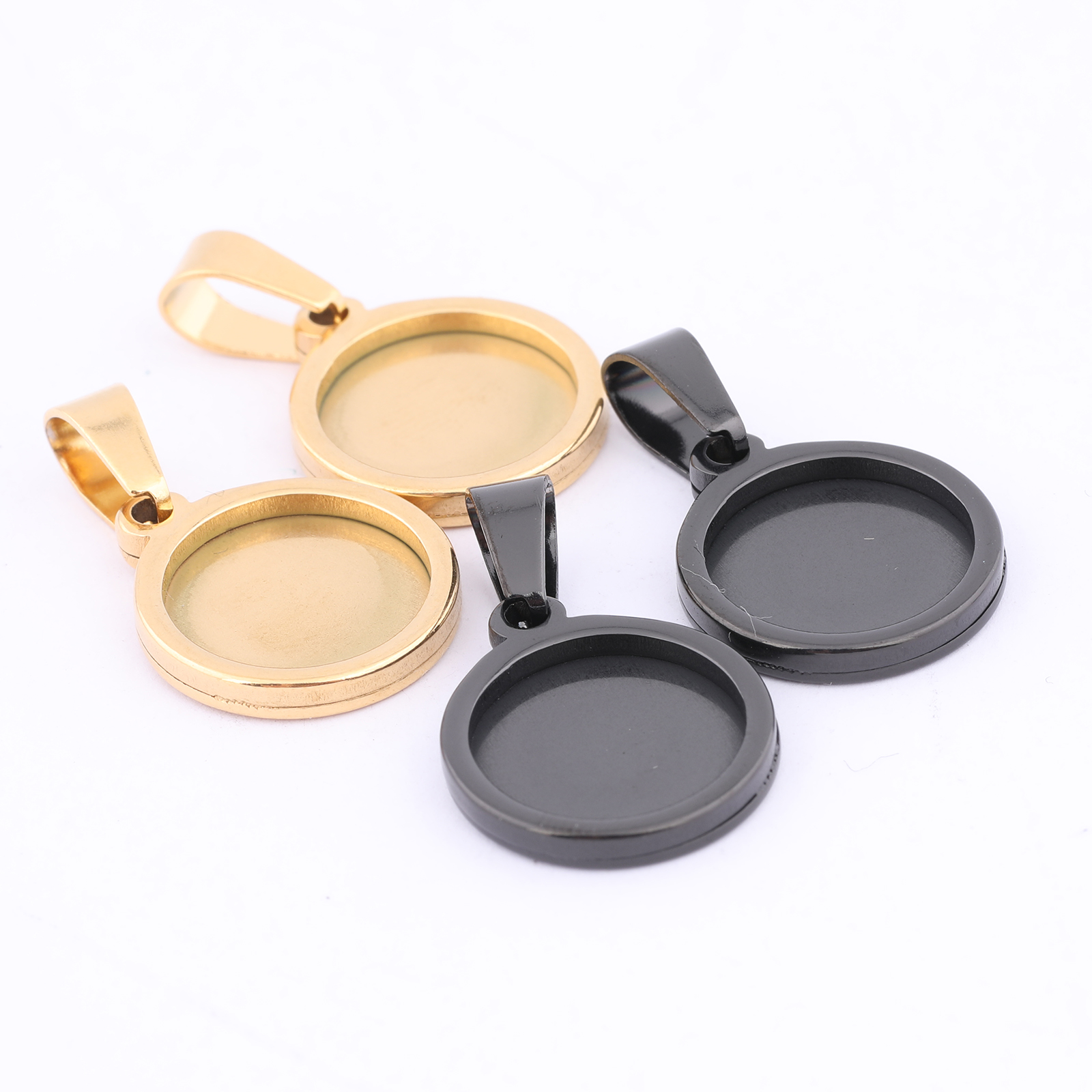 Bezels Set Pendant - 10 шт. позолоченные черные 12 мм