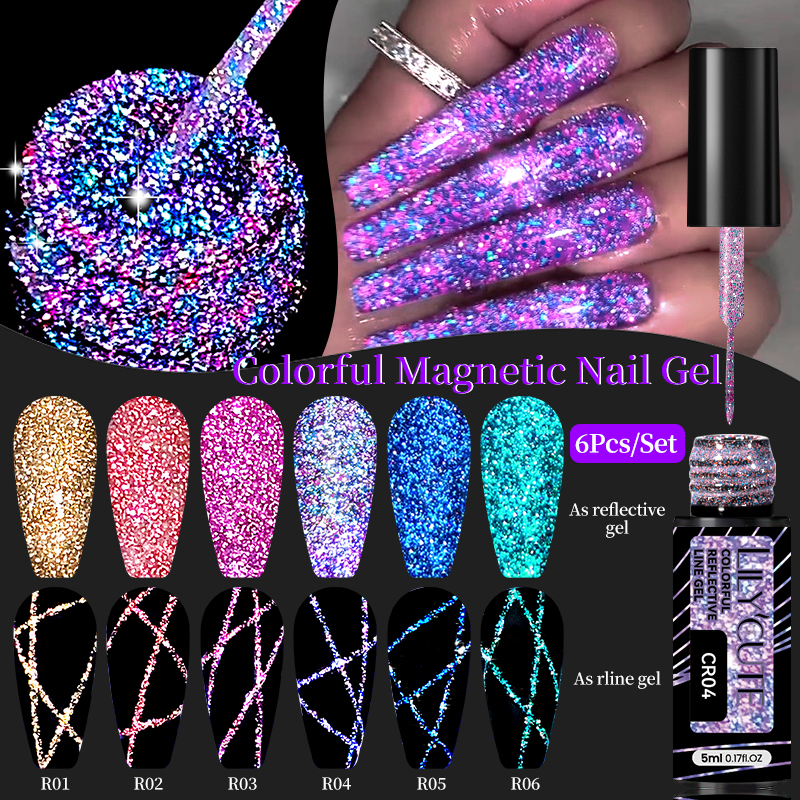 Resin Glitter Pack - LILYCUTE 6 шт./компл. 5 мл светоотражающий