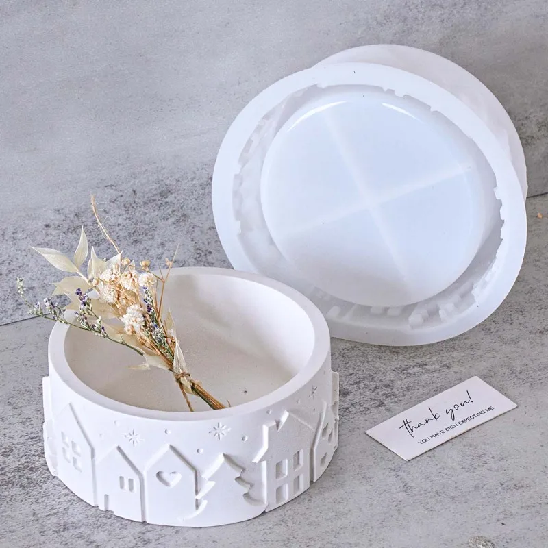 Coaster Mold Round - Силиконовая форма Relief House Bowl для
