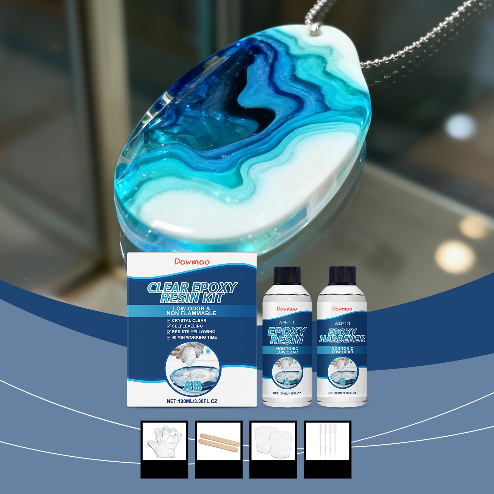 Resin Jewelry Kit - Набор для творчества: прозрачная эпоксидная смола