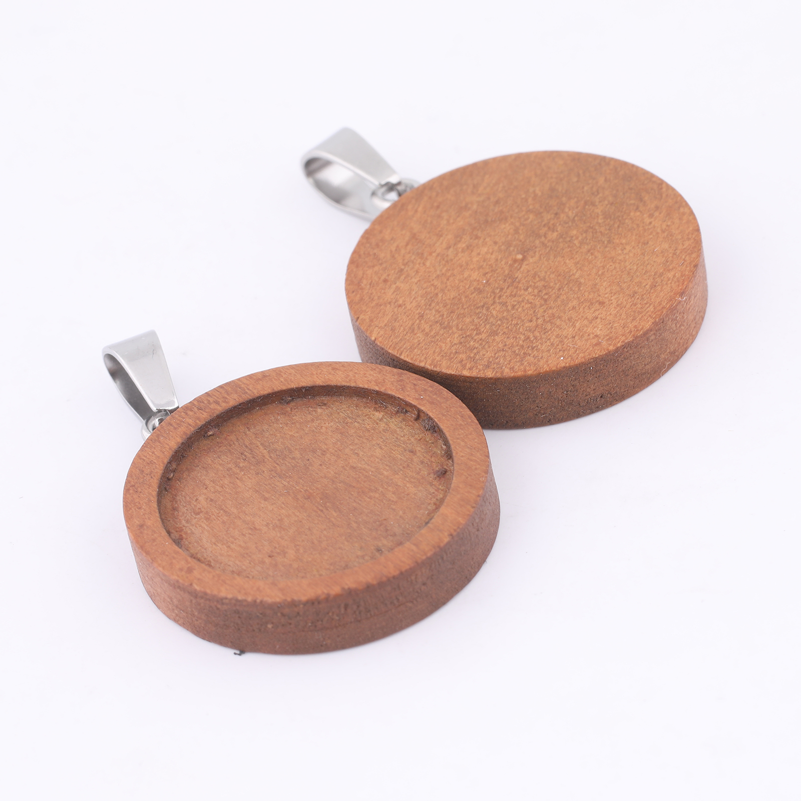 Bezels Set Pendant - 10 шт., 20 мм, круглые деревянные