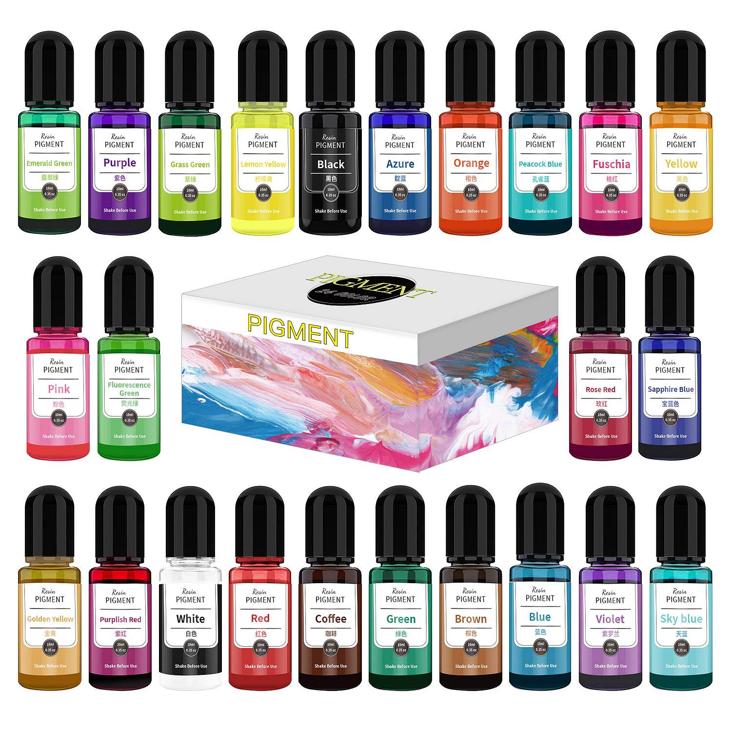 24/30 цветов, набор, 10 мл, пи – обзор и цена Resin Dye Alcohol